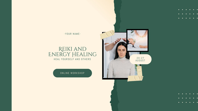 Reiki And Energy Healing Online Workshop Title 1680x945px Modelo de Design