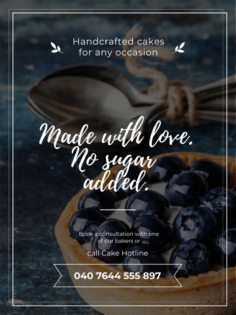 Bakery Ad with Blueberry Tart Poster US Šablona návrhu