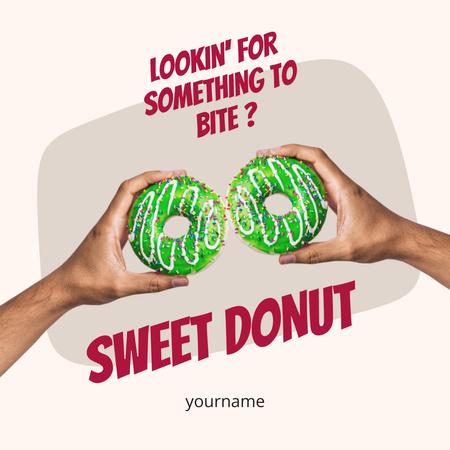 Ontwerpsjabloon van Instagram van Straatvoedselaanbieding met Yummy Green Donuts