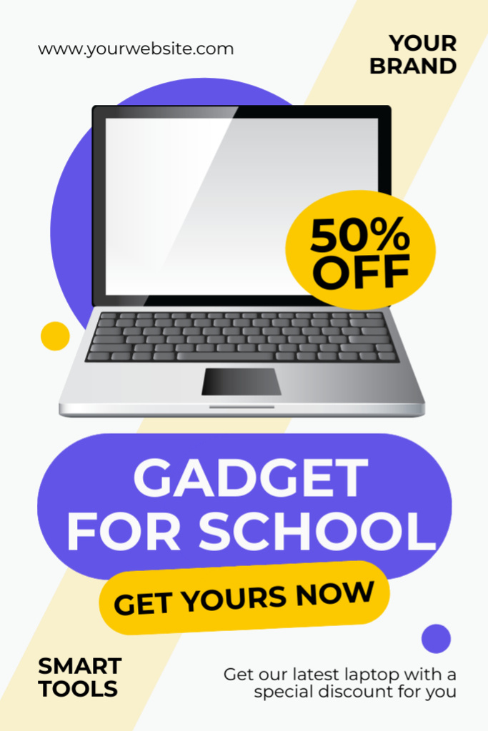 School Gadget Discount Announcement with Laptop Tumblr Tasarım Şablonu