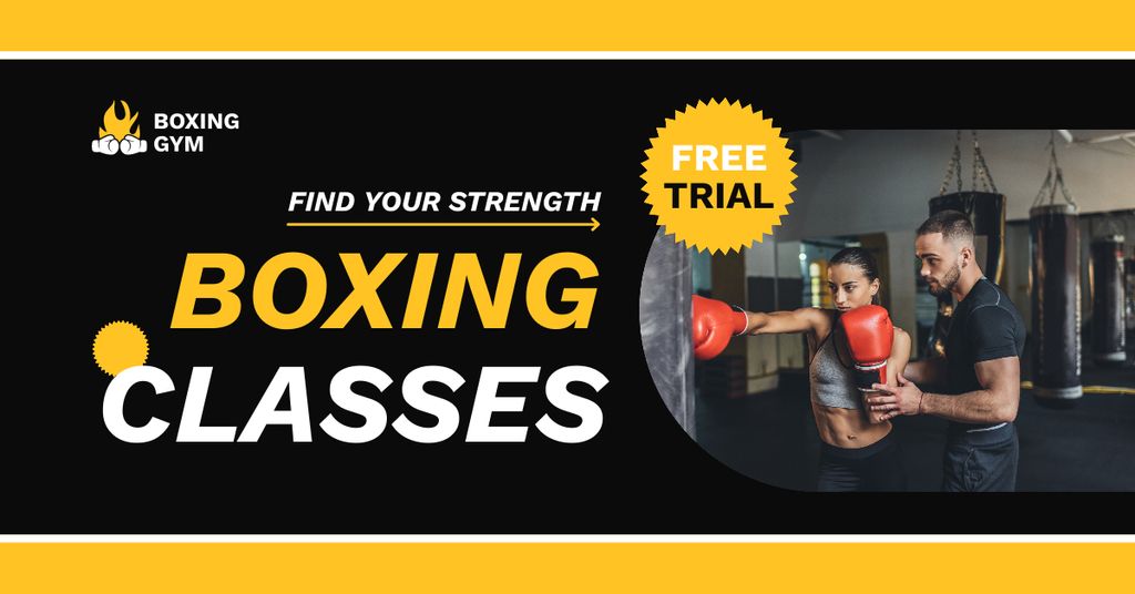Template di design Man training on Boxing Class Facebook AD