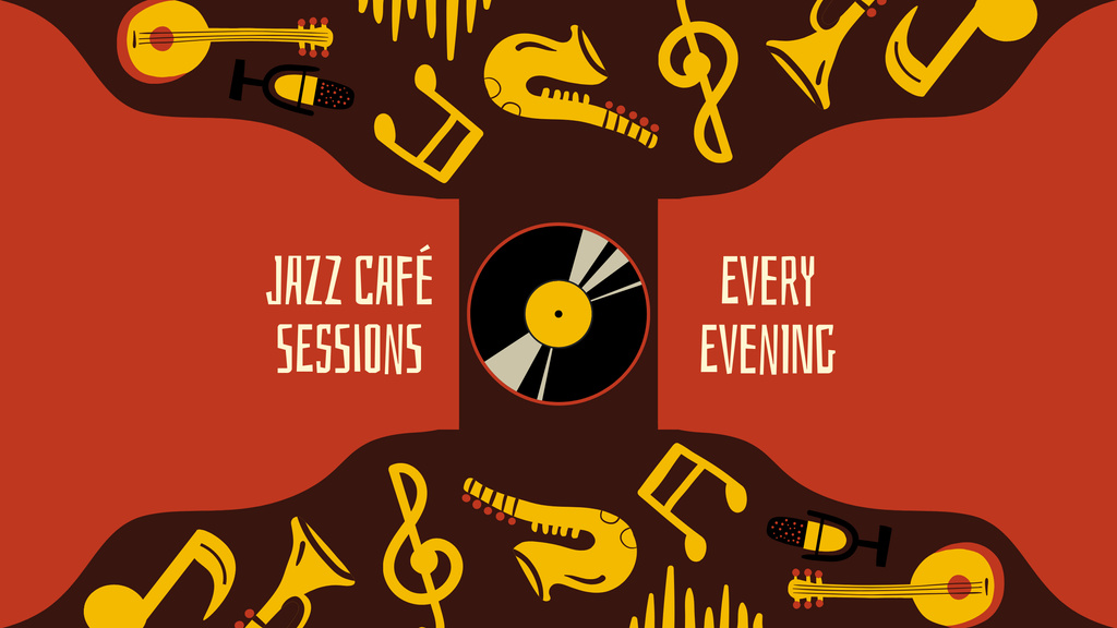 Modèle de visuel Announcement of Jazz Concerts in Cafe - Youtube