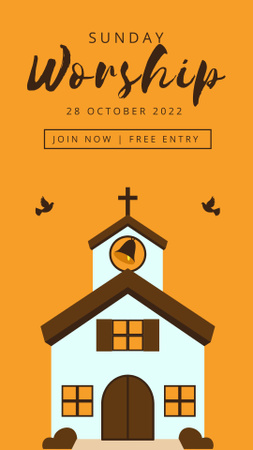 Designvorlage Sunday Worship in Church für Instagram Video Story