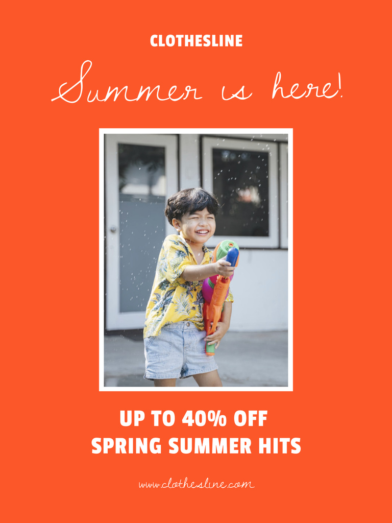 Discount on Summer Wear for Kids Poster 36x48in Design Template