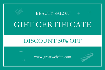 Beauty Salon Offer with Illustration of Hair Combs Gift Certificate Design Template