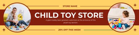Ontwerpsjabloon van Twitter van Wekelijkse korting op kinderspeelgoed in de winkel