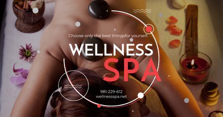 Wellness spa Ad with relaxing Woman Facebook AD Design Template