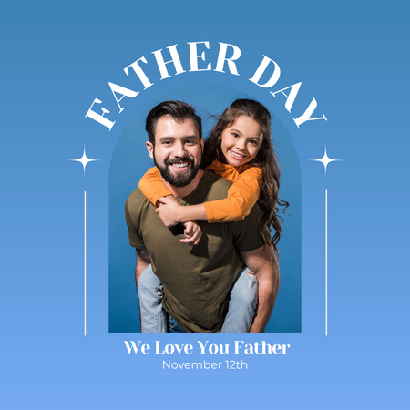 Father with His Little Kid on Blue Instagram Design Template