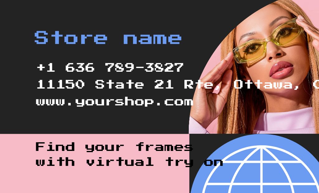 Modern Women's Eyewear Offer In Shop Business Card 91x55mm tervezősablon