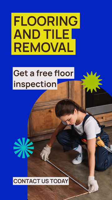 Incredible Flooring And Tile Removal Service With Free Inspection Instagram Story Design Template
