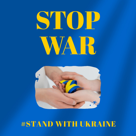 Stop War in Ukraine on Blue Instagram Design Template