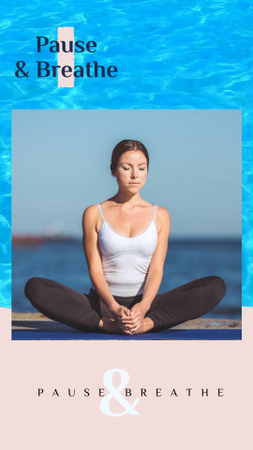 Woman Practicing Yoga at the Coast Instagram Video Story Design Template