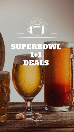 Super Bowl Special Offer with Beer Glasses Instagram Story – шаблон для дизайну