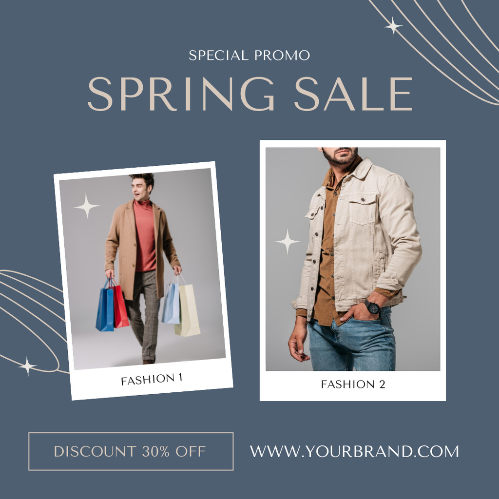 Designvorlage Men's Clothes Spring Sale Announcement With Collage für Instagram AD