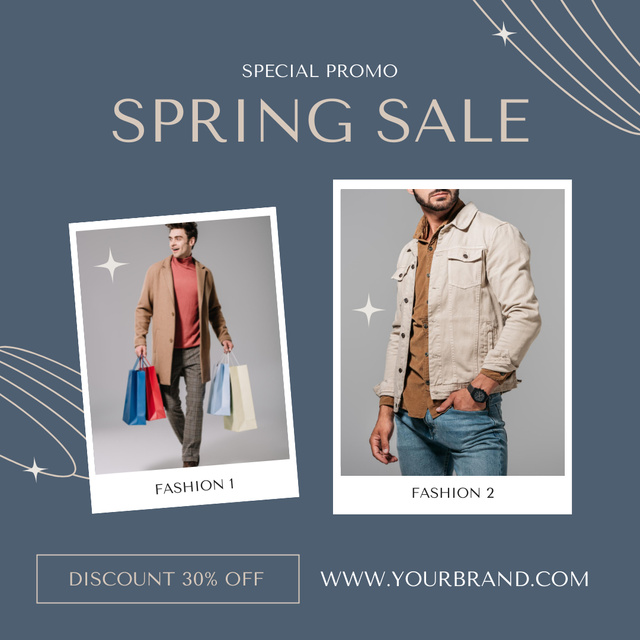 Men's Clothes Spring Sale Announcement With Collage Instagram AD Tasarım Şablonu