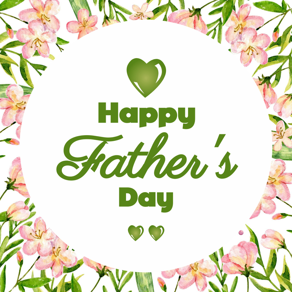 Greetings on Father's Day with Flowers Pattern Instagram Design Template