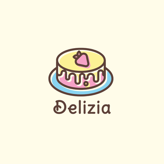 Pastry Shop Emblem with Cake Logo Tasarım Şablonu