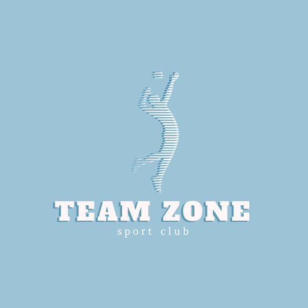 Sport Club Emblem with Sportsman Silhouette Logo 1080x1080px Design Template