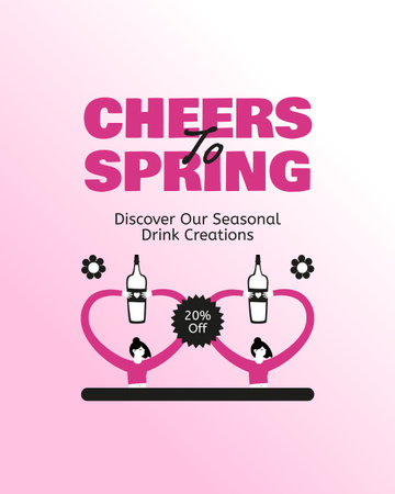 Announcement of Spring Discount on Alcoholic Drinks Instagram Post Vertical Design Template