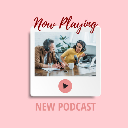 Podcast Announcement with People in Studio Instagram Design Template