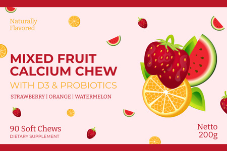 Fruit and Calcium Chews Label Design Template