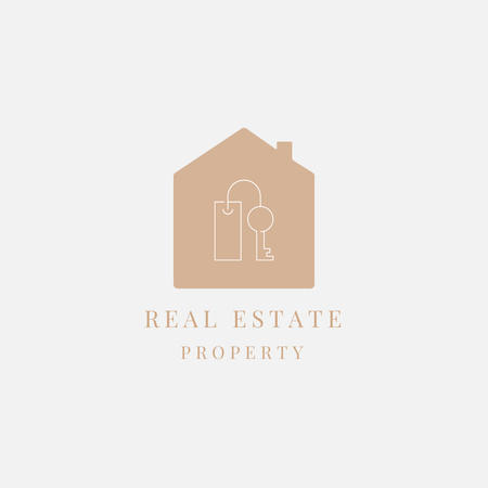 Real Estate znak na béžové Logo Šablona návrhu