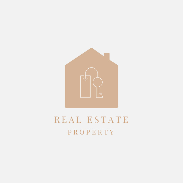 Real Estate Emblem on Beige Logo Modelo de Design