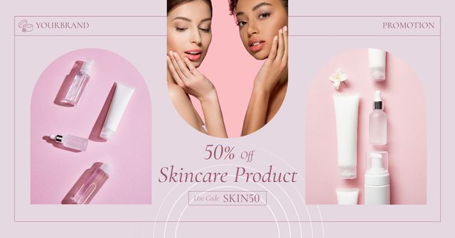 Ad of Discount Offer on Skincare Products Facebook AD Design Template