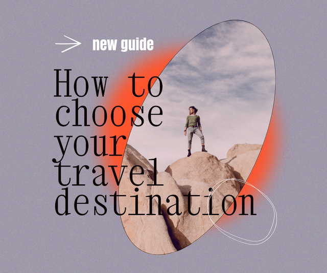 Template di design Travel inspiration with Man on Rock Large Rectangle