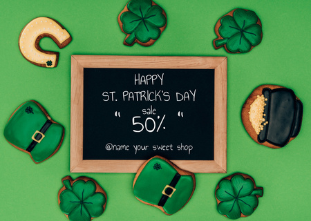 St. Patrick's Day Cookie Discount Card Tasarım Şablonu