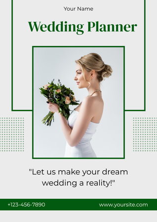 Designvorlage Wedding Planner Services mit attraktiver Braut in traditioneller Kleidung für Poster