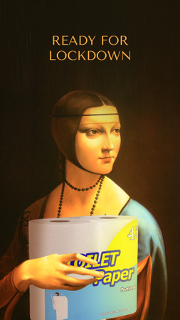 Woman with toilet paper on Renaissance painting Instagram Story Modelo de Design