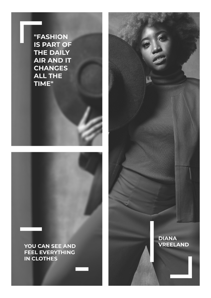 Inspirational Fashion Phrase with Stylish African American Woman Poster A3 Πρότυπο σχεδίασης