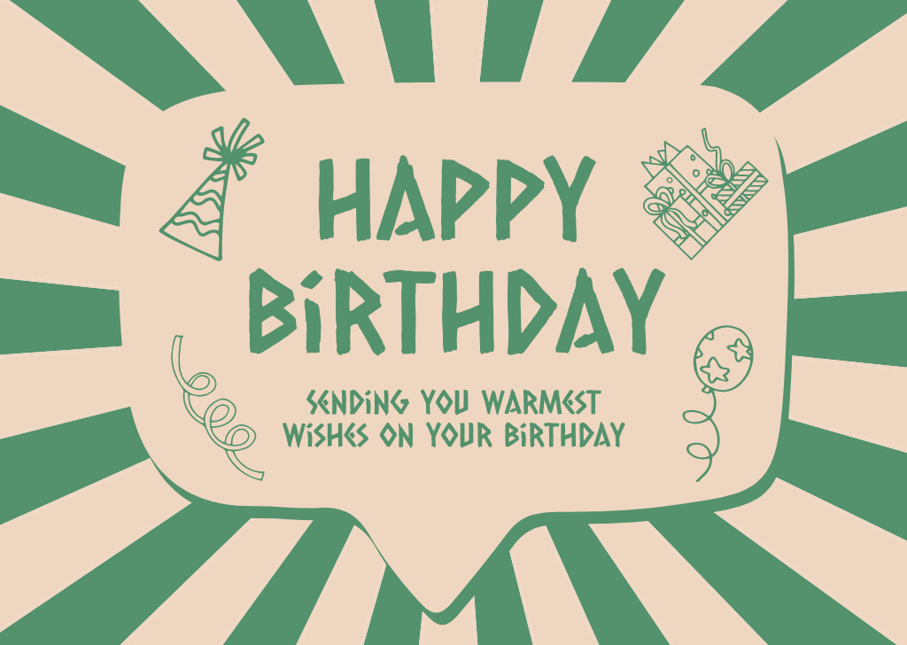 Warm Birthday Wishes on Green Cardデザインテンプレート