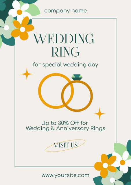 Wedding and Anniversary Rings for Sale Poster Πρότυπο σχεδίασης