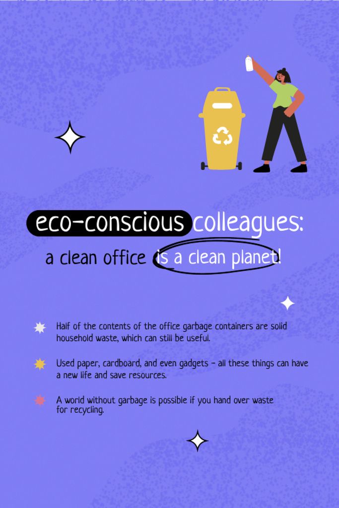 Eco Lifestyle Motivation with Woman recycle Garbage Tumblr Design Template