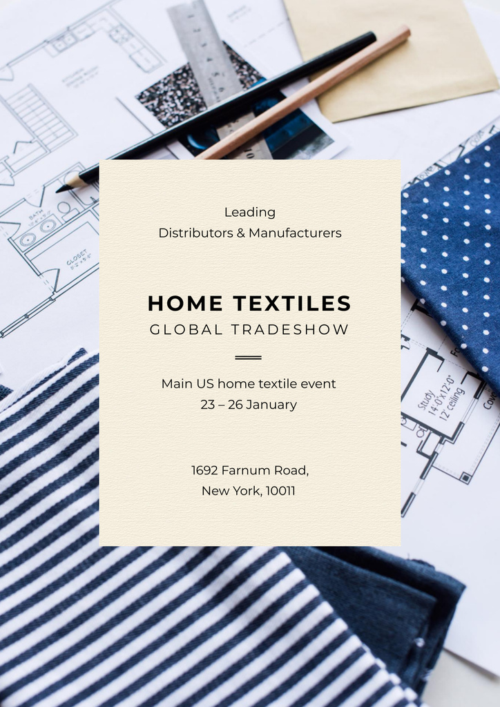 Platilla de diseño Home Textiles Global Event Announcement with Fabric Poster B2