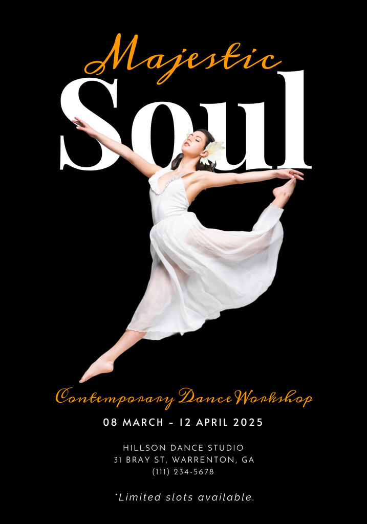 Majestic Dance Workshop In March Promotion Poster 28x40in Šablona návrhu