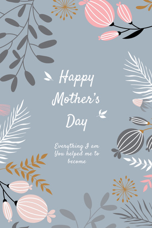 Happy Mother's Day Greeting With Inspiring Phrase Postcard 4x6in Vertical Design Template