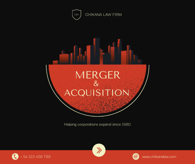 Law Firm Ad with City Illustration Facebook Design Template