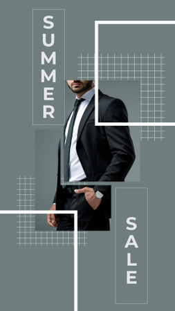 Summer Sale with Man in Suit Instagram Story Modelo de Design