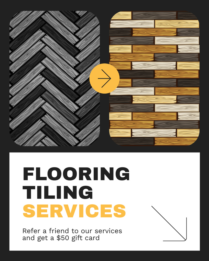 Flooring & Tiling Services with Offer of Gift Card Instagram Post Vertical tervezősablon