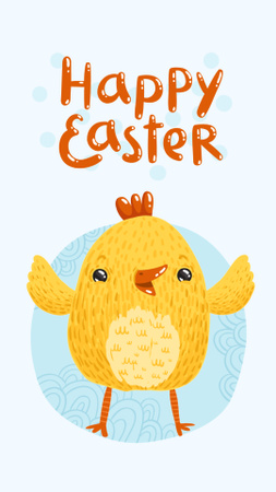 Cute Easter Holiday Greeting With Chicken Instagram Story Design Template