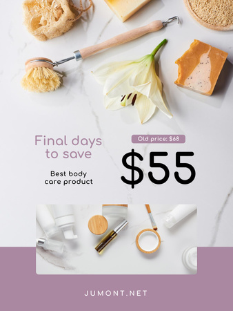 Cosmetics Sale with Skincare Products with Marshmallow Poster US tervezősablon