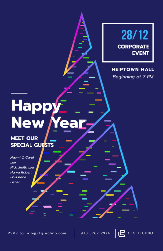 Template di design Festive Tree For New Year Event Invitation 5.5x8.5in