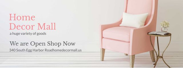 Home Decor Offer with Soft pink armchair Facebook cover Design Template