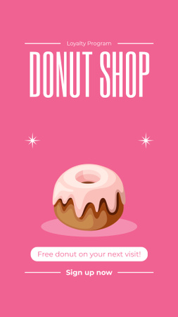 Template di design Offerta promozionale presso il negozio di ciambelle e dolciumi Instagram Video Story