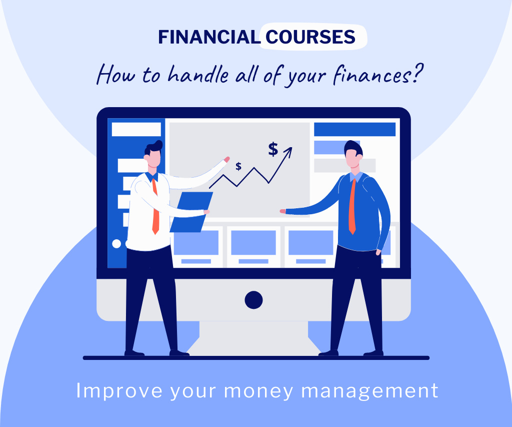 Financial Courses Offer on Blue Large Rectangle Design Template