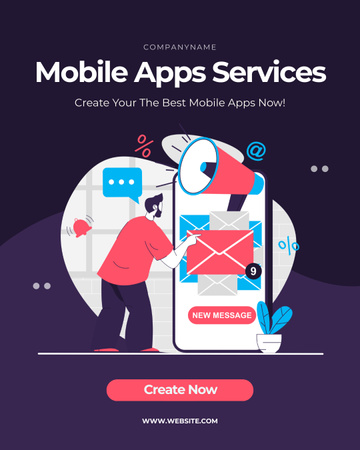 Ontwerpsjabloon van Instagram Post Vertical van Developer Creates Mobile Service Application