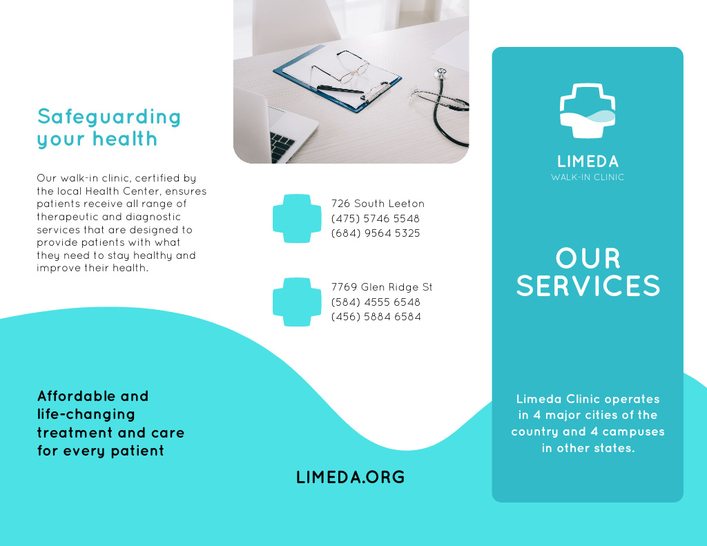 Template di design Clinic Services Ad with Doctors Attributes Brochure 8.5x11in